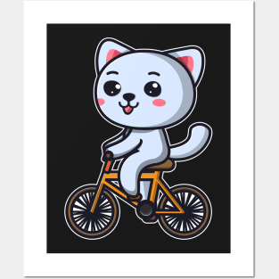 Cat Riding Bicycle Cat design gifts for women graphic Posters and Art